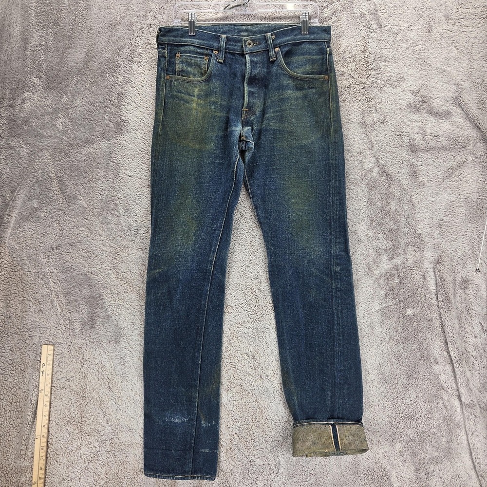 ONI Denim Jeans Mens 31x34 Blue Selvedge Honeycomb Button Fly Made in Japan